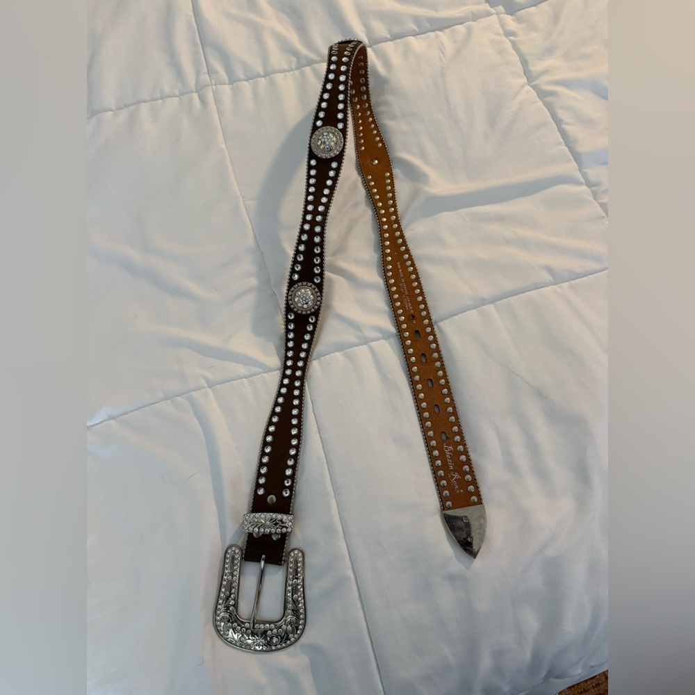Blazin Roxx Brown and Silver Studded Belt
